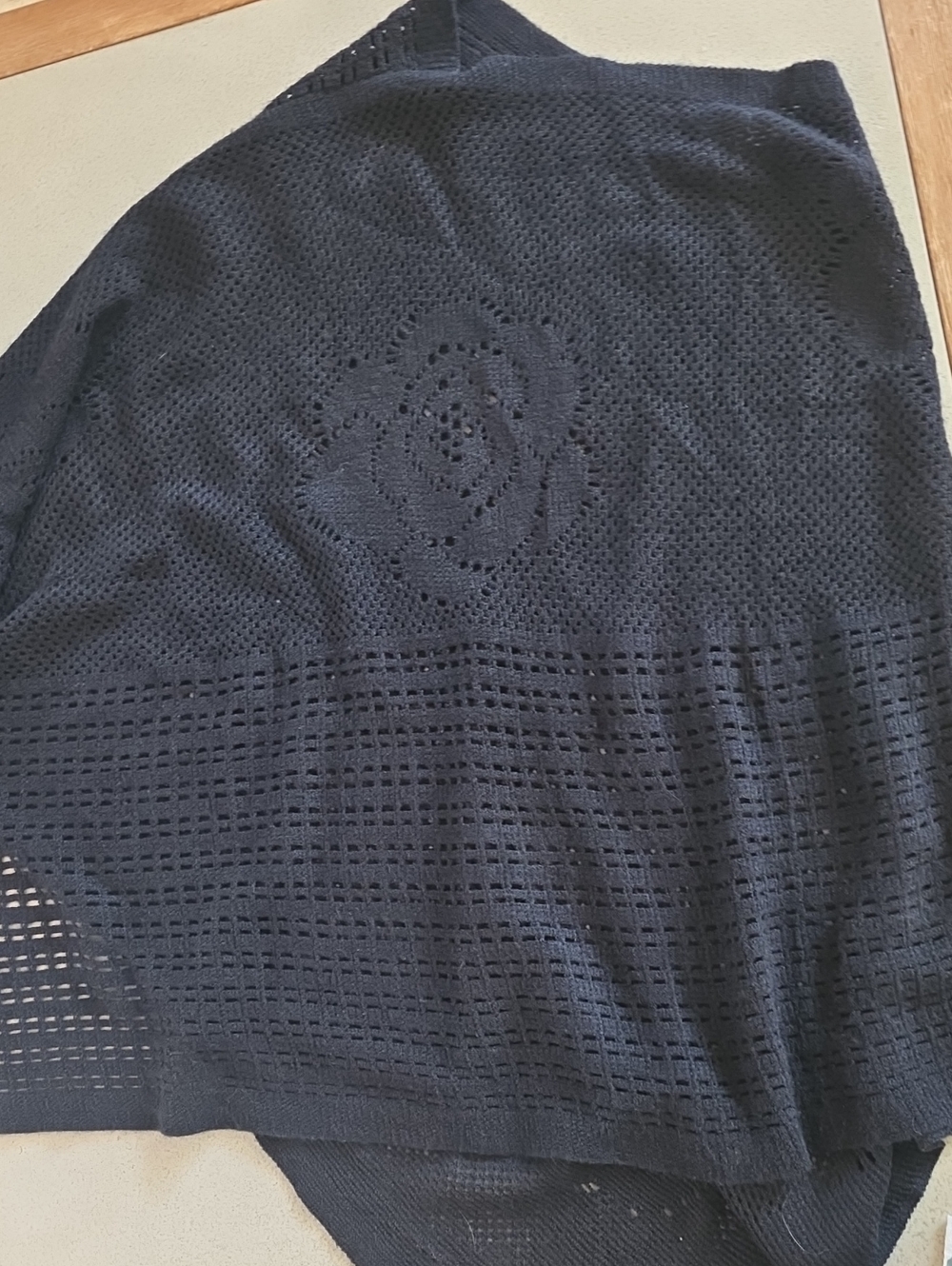 Women's Black Crochet A-Line Skirt